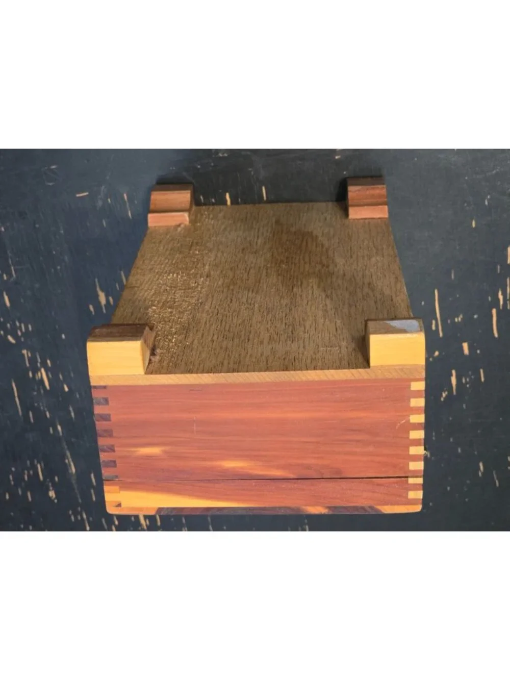 Vintage Cedar Keepsake Jewelry Box Hand Carved Scenic Lid Dovetail Wood 9.25